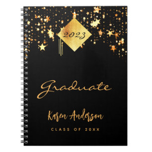 Graduiertengruppe Graduierte schwarze goldene Ster Notizblock