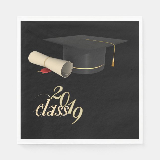 Graduiertenkap , Diplom, Klasse 2019 Serviette (Vorderseite)