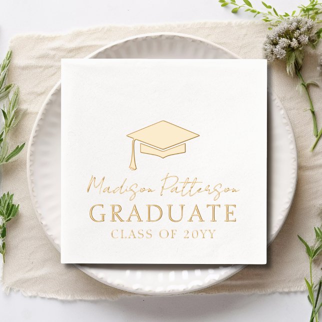 Graduiertenkap Elegant Personalisiert Name Graduat Servietten Mit Folie (Von Creator hochgeladen)