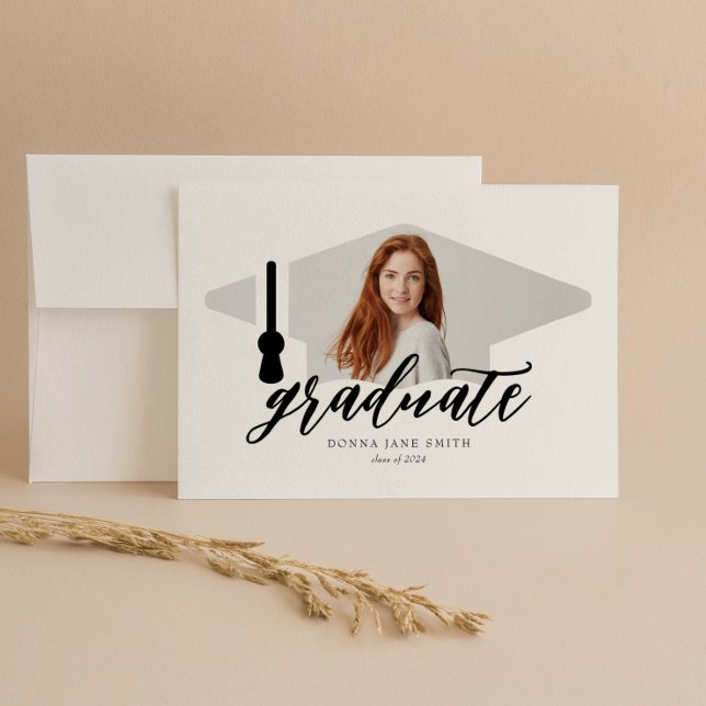 Graduiertenkap Modernes, Minimalistisches 4 Foto V Einladung (Von Creator hochgeladen)