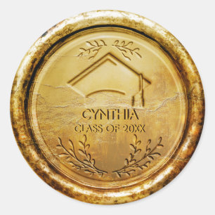 Graduiertenkappenklasse Gold Wax Siegel Runder Aufkleber