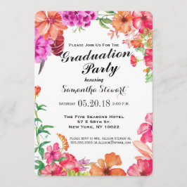 Graduiertenparty mit Rosa Orangen Wasserfarben Einladung