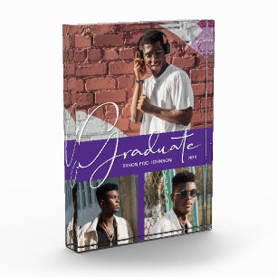 Graduiertenskript auf Lila Collage Fotoblock