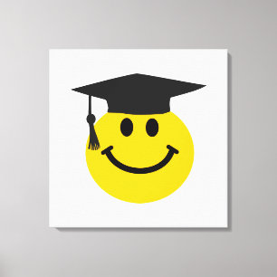 Graduiertes Gesicht mit Abschlusshut Leinwanddruck