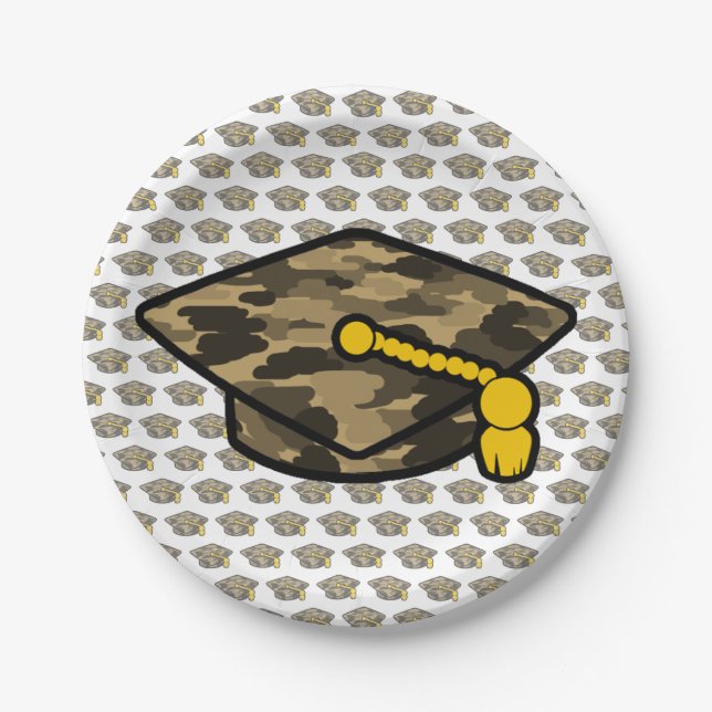 Graduierung Cap Khaki-Camouflage Pappteller (Vorderseite)