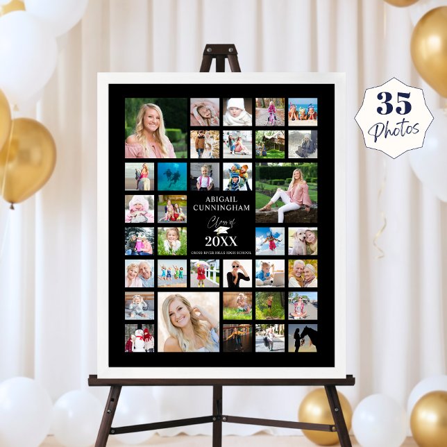 Graduierung Foto Collage CLASS OF Black Party Poster (Von Creator hochgeladen)