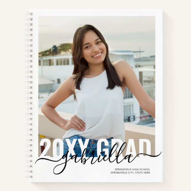 Graduierung Guest Book Modern Minimum White Notizbuch (Vorderseite)