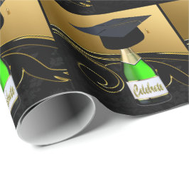 Graduierungskappe auf Champagnerflasche Celebrate Geschenkpapier