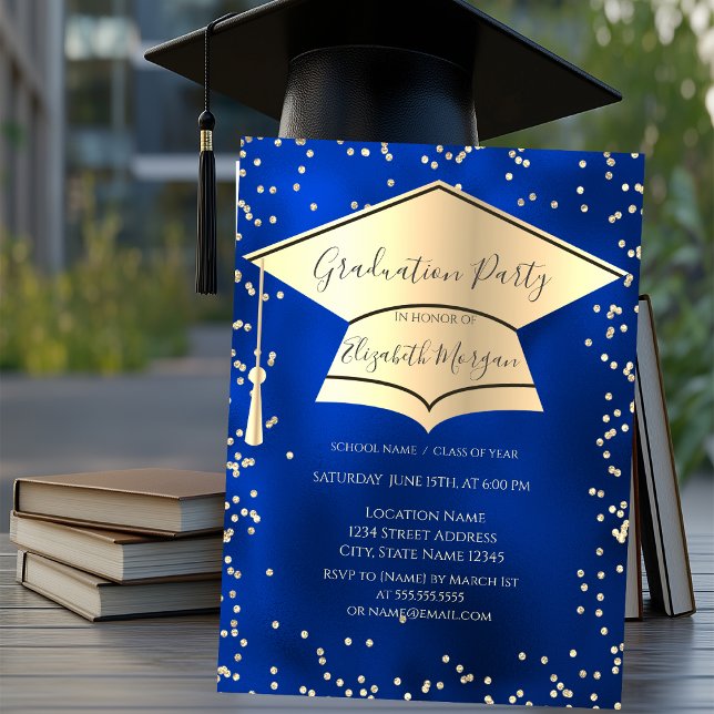 Graduierungskappe,Diamonds Blue Metallic Abschluss Einladung (Von Creator hochgeladen)