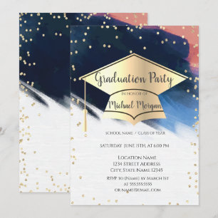 Graduierungskappe,Diamonds Brush Stroke Abschluss Einladung