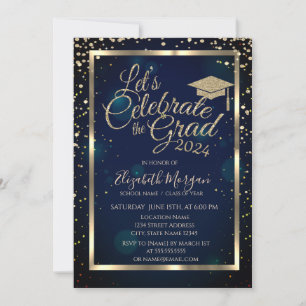 Graduierungskappe Diamonds Stars Navy Blue Einladung