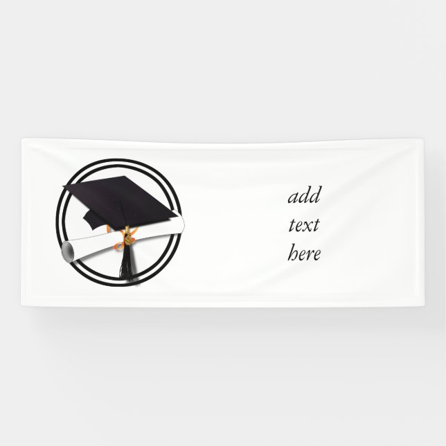 Graduierungskappe mit schwarzweißem Kreis Banner (Horizontal)