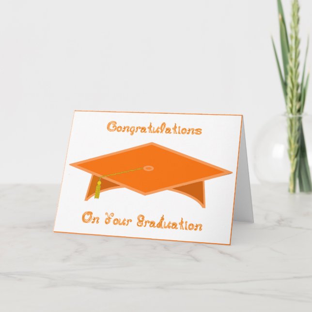 Graduierungskappe Orange Paper Hat oder Card druck Karte (Vorderseite)