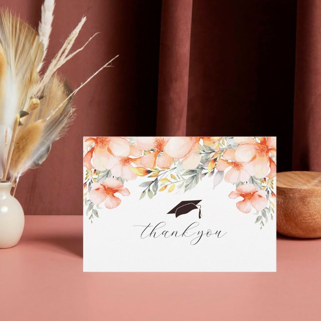 Graduierungskappe und Foto Tassel Pink Wasserfarbe Dankeskarte (Von Creator hochgeladen)