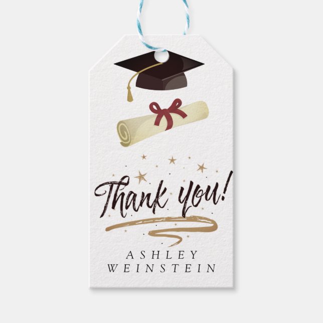 Graduierungskappe und Tassel Gold Foil Danke Karte Geschenkanhänger (Vorderseite)