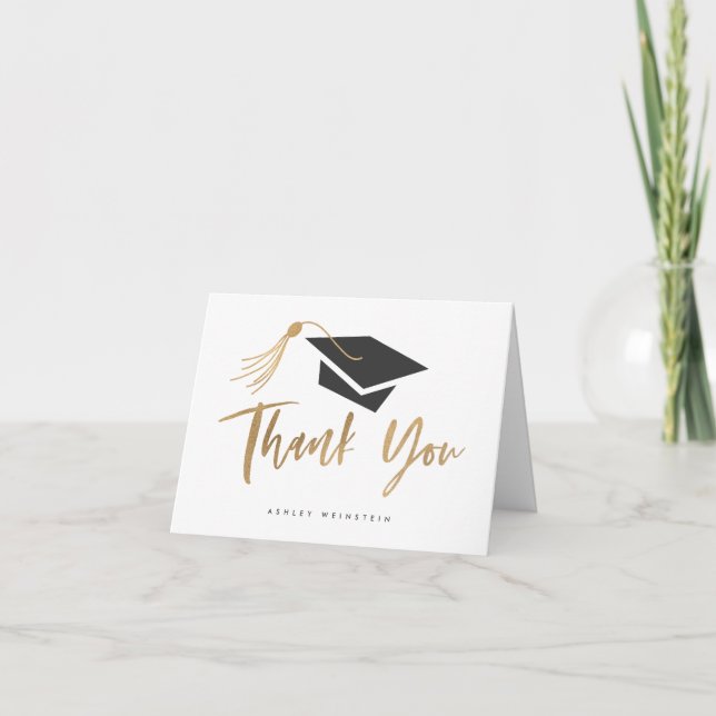 Graduierungskappe und Tassel-Goldfolie Dankeskarte (Vorderseite)