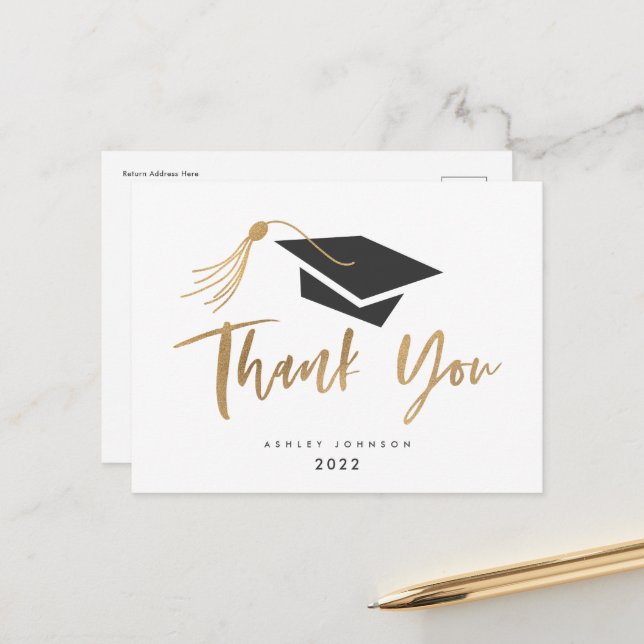 Graduierungskappe und Tassel-Goldfolie Postkarte (Vorderseite/Rückseite Beispiel)