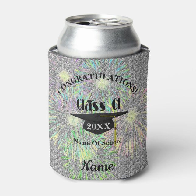 Graduierungskappe und Tassel Personalisiert Dosenkühler (Kanne Vorderseite)