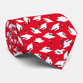 Graduierungskappen Tossed Celebration White on Red Krawatte