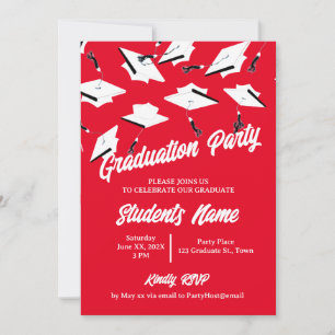 Graduierungsklammern Party des roten und des weiße Einladung
