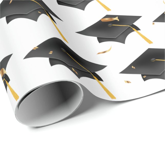 Graduierungsklasseln und Goldkonfetti Geschenkpapier (Rolleneckpunkt)
