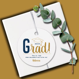 Graduierungsobergrenze für Navy Blue and Gold Geschenkanhänger