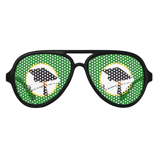 Graduierungsobergrenze mit Diplom - Grüner Hinterg Sonnenbrille (Vorderseite)