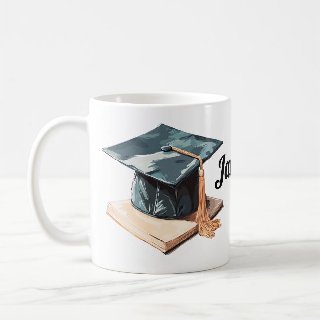 Graduierungsobergrenze und Buch Kaffeetasse (Links)