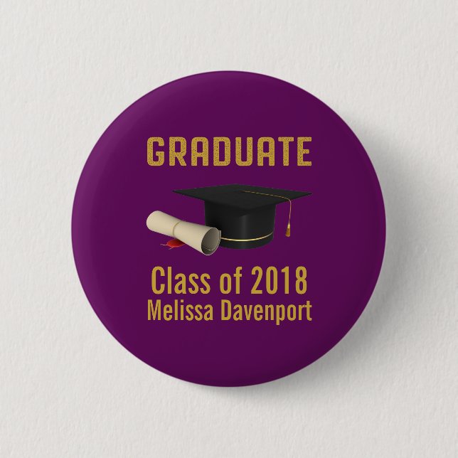Graduierungsobergrenze und Diplom für die Lila Kla Button (Vorderseite)