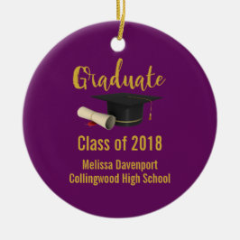 Graduierungsobergrenze und Diplom für die Lila Kla Keramik Ornament