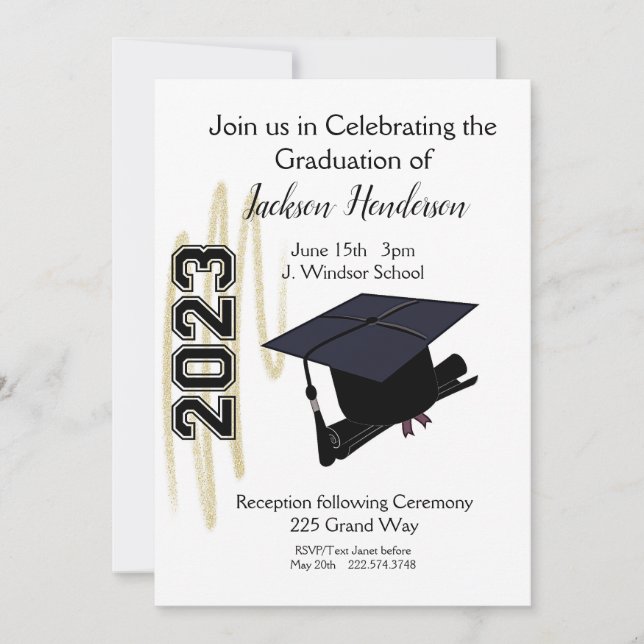 Graduierungsobergrenze und Diploma Invitation Clas Einladung (Vorderseite)