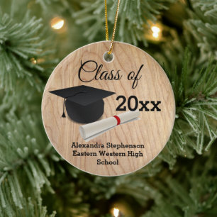 Graduierungspapier Holz-Look maßgeschneidert Keramik Ornament