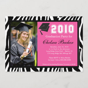 Graduierungspartei 12x18 Zebra Stripe Foto Einladung
