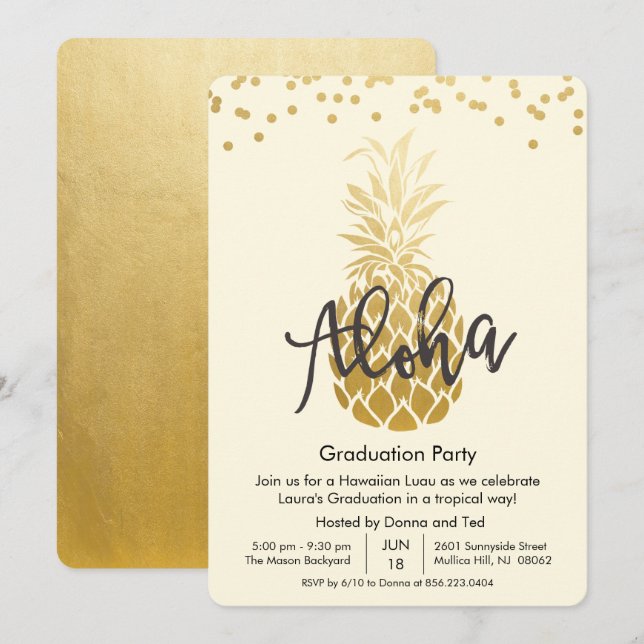 Graduierungspartei Aloha Luau Party Einladung (Vorne/Hinten)