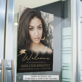 Graduierungspartei Begrüßung Foto Schwarzes Gold-S Poster