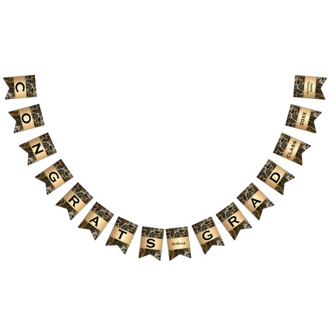 Graduierungspartei "Black and Gold Damask" Wimpelkette (Alle)