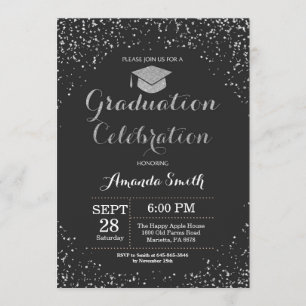 Graduierungspartei Black Silver Glitzer Einladung