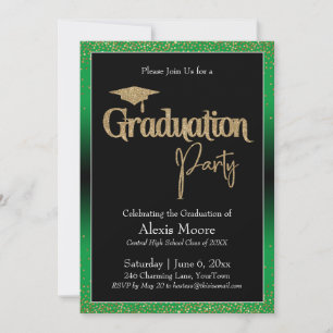 Graduierungspartei Bright Green Ombre Confetti Einladung