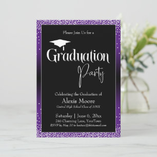 Graduierungspartei Bright Lila Ombre Confetti Einladung