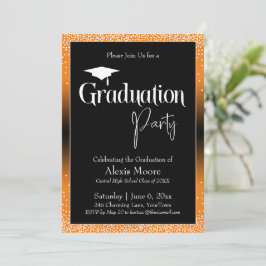 Graduierungspartei Bright Orange Ombre Confetti Einladung