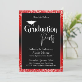 Graduierungspartei Bright Red Ombre Confetti Einladung