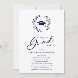 Graduierungspartei Calligrafy Grad Cap Wreath Einladung