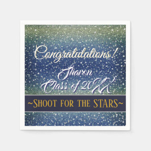 Graduierungspartei   Denim Stars Sky Blue Galaxy Serviette