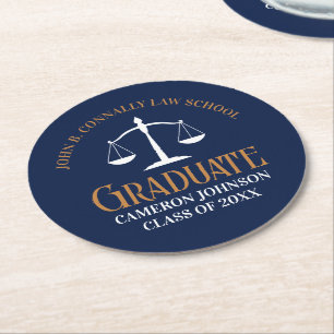 Graduierungspartei der Blue Gold School Runder Pappuntersetzer