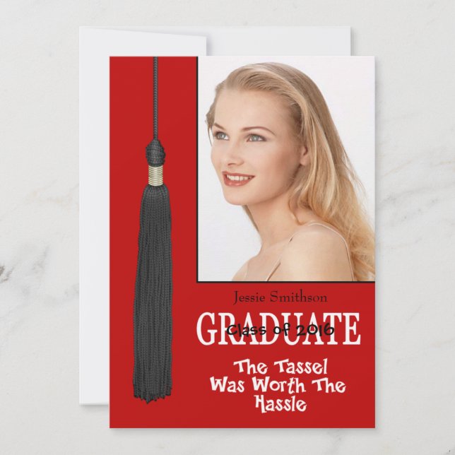 Graduierungspartei Einladend-Red Tassle Worthass Einladung (Vorderseite)