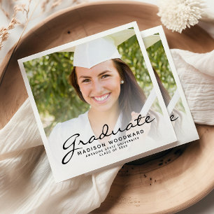 Graduierungspartei für Schwarzes Skript-Foto Serviette
