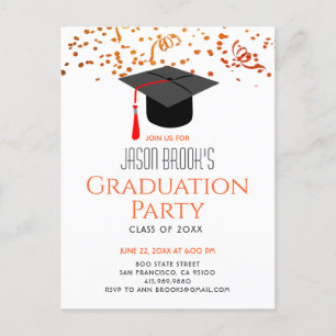Graduierungspartei Glitzer Confetti Grad Cap Einladungspostkarte