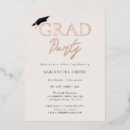 Graduierungspartei "Gold Foil Grad Cap Calligrafy" Folieneinladung