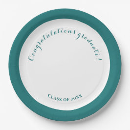 Graduierungspartei Green und White Simple Pappteller
