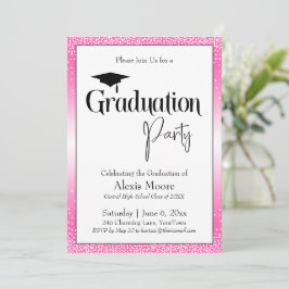 Graduierungspartei Hellrosa Ombre Confetti Einladung